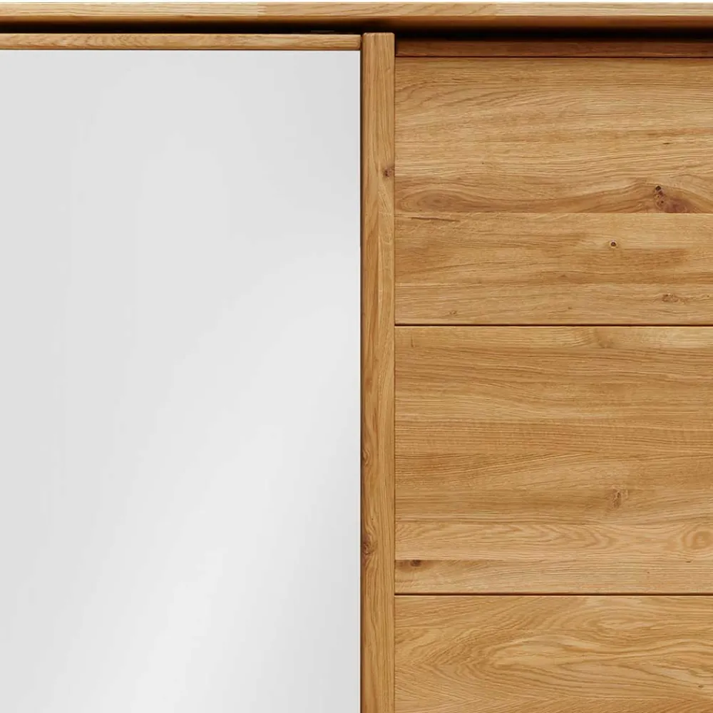 Wohnen Glasmöbel|Massivholzmöbel*Kleiderschrank aus Wildeiche mit Weißglas - Divnoi
