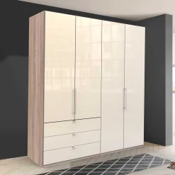 Wohnen Kleiderschrank 200cm breit in Creme Glas - Rativian
