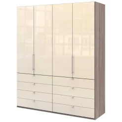 Wohnen Jugendzimmerschränke*Kleiderschrank glasbeschichtet in Creme - Laingo