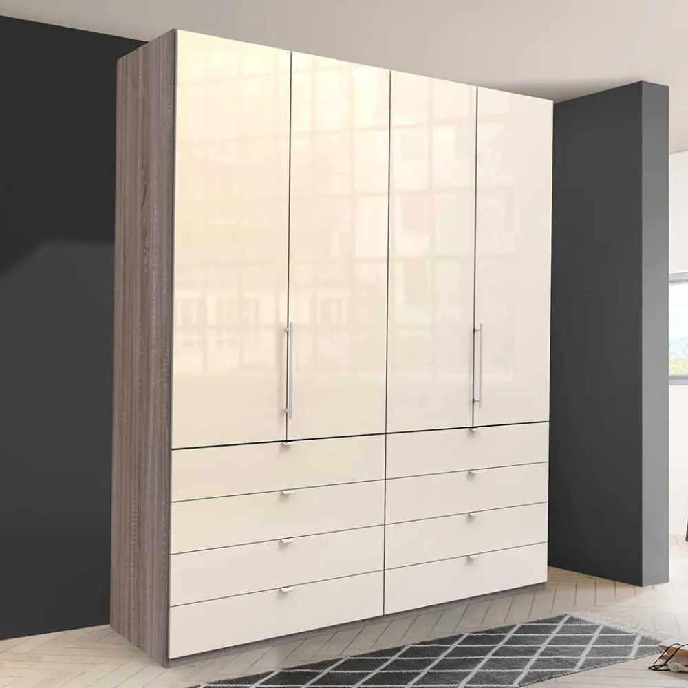 Wohnen Jugendzimmerschränke*Kleiderschrank glasbeschichtet in Creme - Laingo