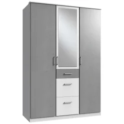 Wohnen Glasmöbel|Schränke*Kleiderschrank in Betonoptik Lichtgrau & Weiß - Karimos