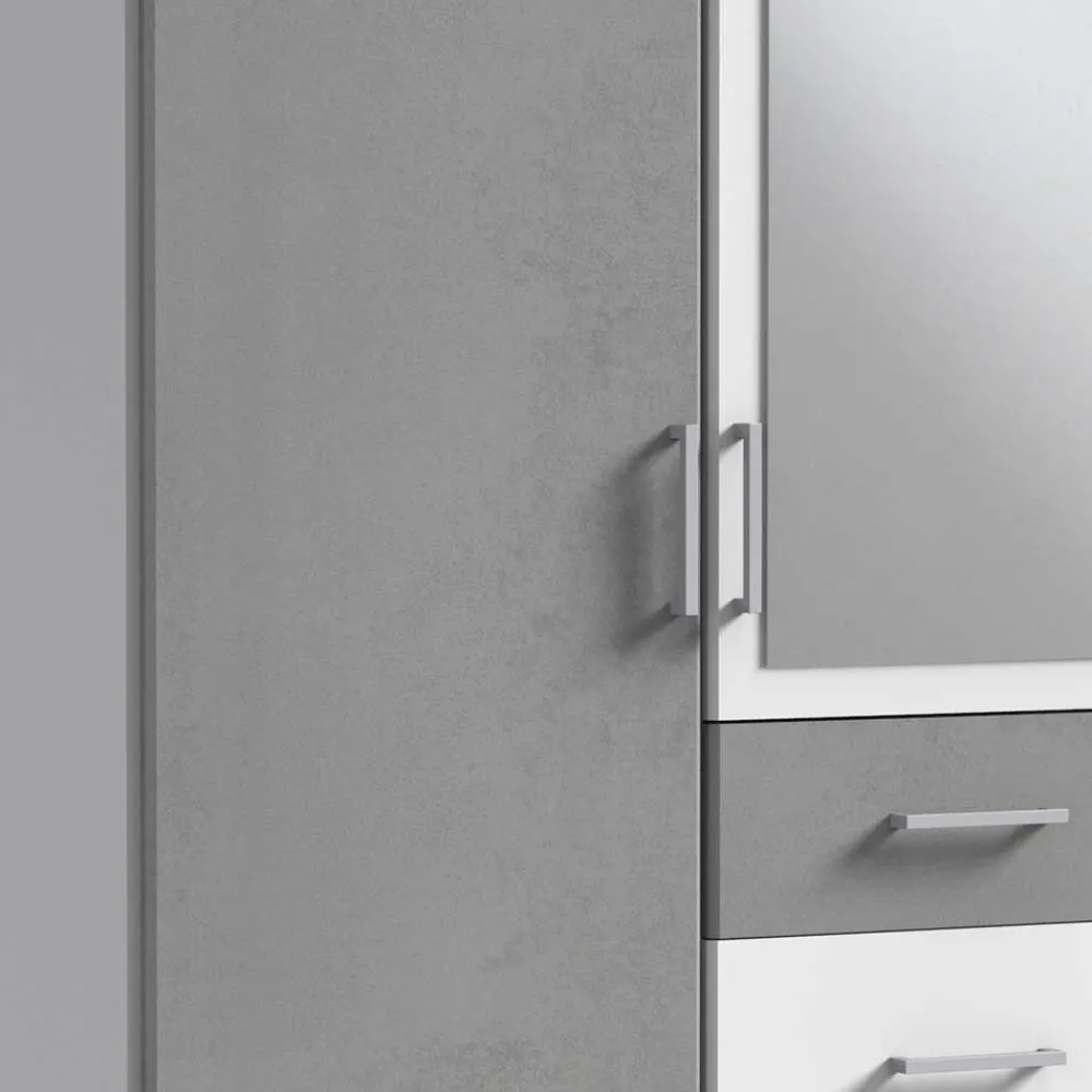 Wohnen Glasmöbel|Schränke*Kleiderschrank in Betonoptik Lichtgrau & Weiß - Karimos