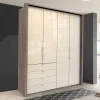 Wohnen Kleiderschrank in Creme Glas & Eiche dunkel - Cluster