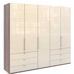 Wohnen Kleiderschrank in Creme Glasbeschichtung - Porecca