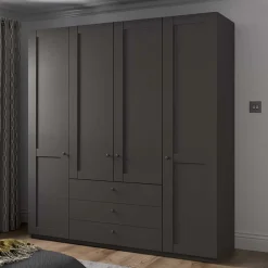 Wohnen Kleiderschrank in Dunkelgrau 4-türig - Mataram