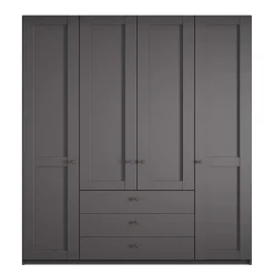 Wohnen Kleiderschrank in Dunkelgrau 4-türig - Mataram