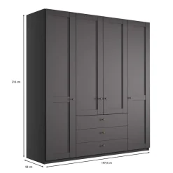 Wohnen Kleiderschrank in Dunkelgrau 4-türig - Mataram