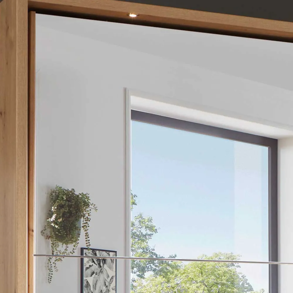 Wohnen Kleiderschränke|Kleiderschränke*Kleiderschrank in Eiche Bianco & Spiegel - Paniola