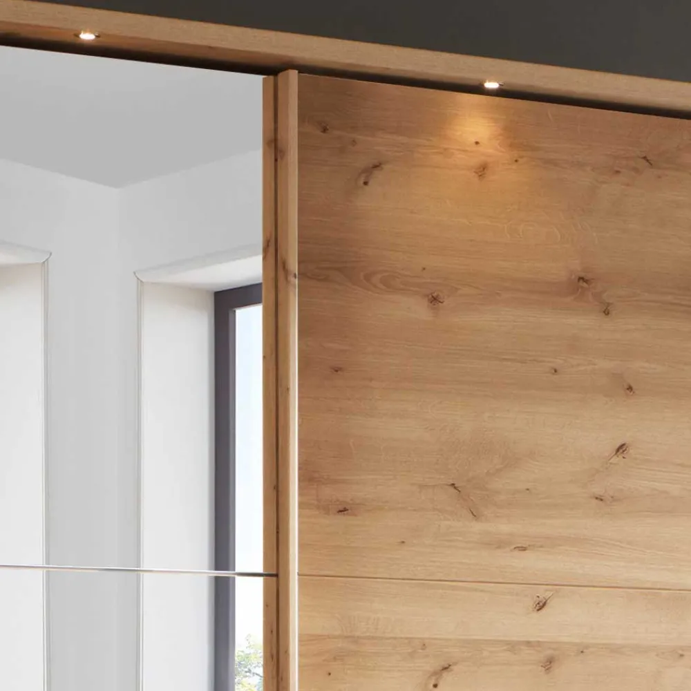 Wohnen Kleiderschränke|Kleiderschränke*Kleiderschrank in Eiche Bianco & Spiegel - Paniola
