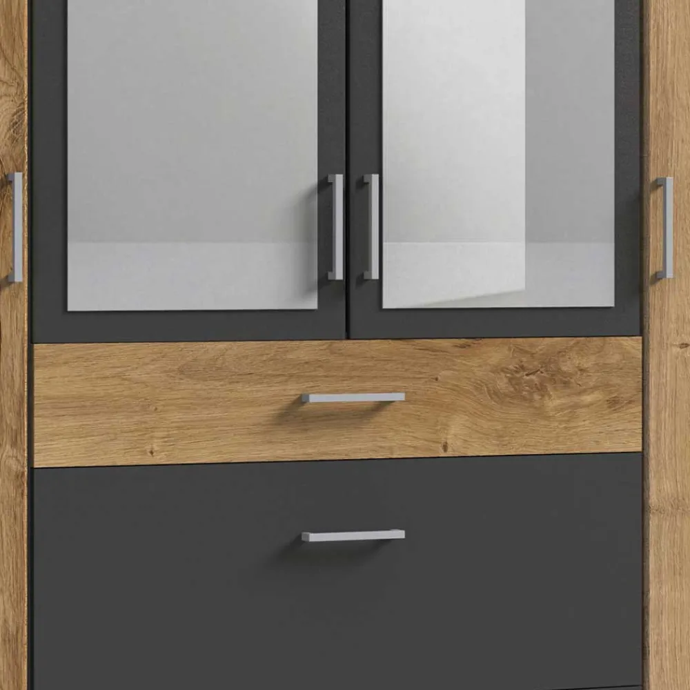 Wohnen Kleiderschrank in Plankeneiche Holzoptik - Leviza