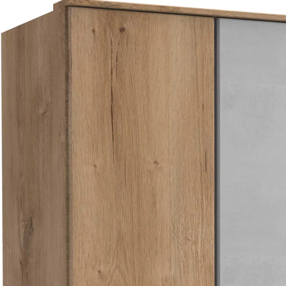 Wohnen Kleiderschrank in Plankeneiche & Lichtgrau - Anca