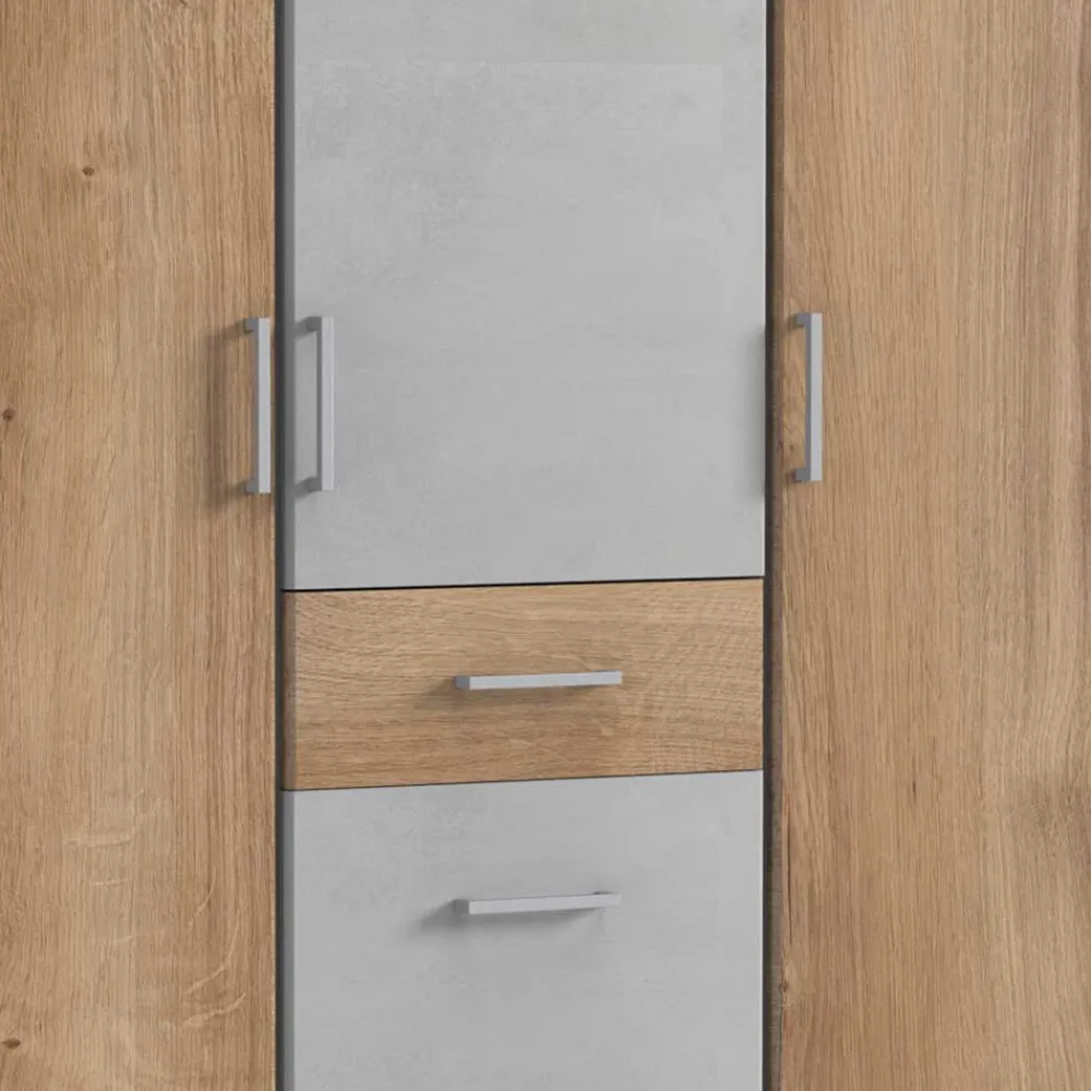 Wohnen Kleiderschrank in Plankeneiche & Lichtgrau - Anca