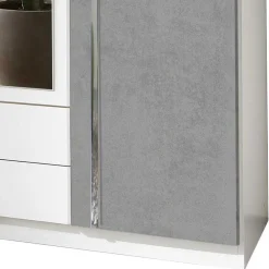 Wohnen Kleiderschrank in Weiß & Betonoptik mit Chrom - Hotti I