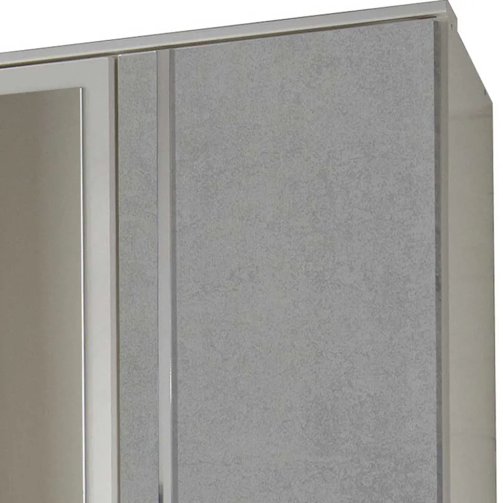 Wohnen Kleiderschrank in Weiß & Betonoptik mit Chrom - Hotti I
