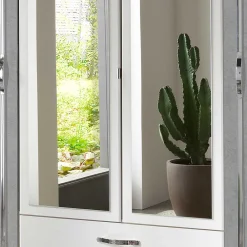 Wohnen Kleiderschrank in Weiß & Betonoptik mit Chrom - Hotti I