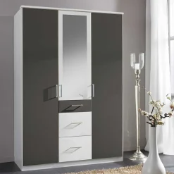 Wohnen Kleiderschrank in Weiß & Dunkelgrau - Vanila I