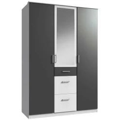 Wohnen Kleiderschrank in Weiß & Dunkelgrau - Vanila I