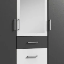Wohnen Kleiderschrank in Weiß & Dunkelgrau - Vanila I