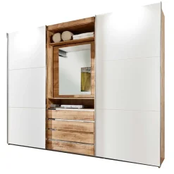 Wohnen Kleiderschrank in Weiß & Plankeneiche Optik - Stufania