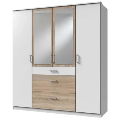 Wohnen Jugendzimmerschränke*Kleiderschrank in Weiß und Eiche Sägerau Dekor - Magdelan I