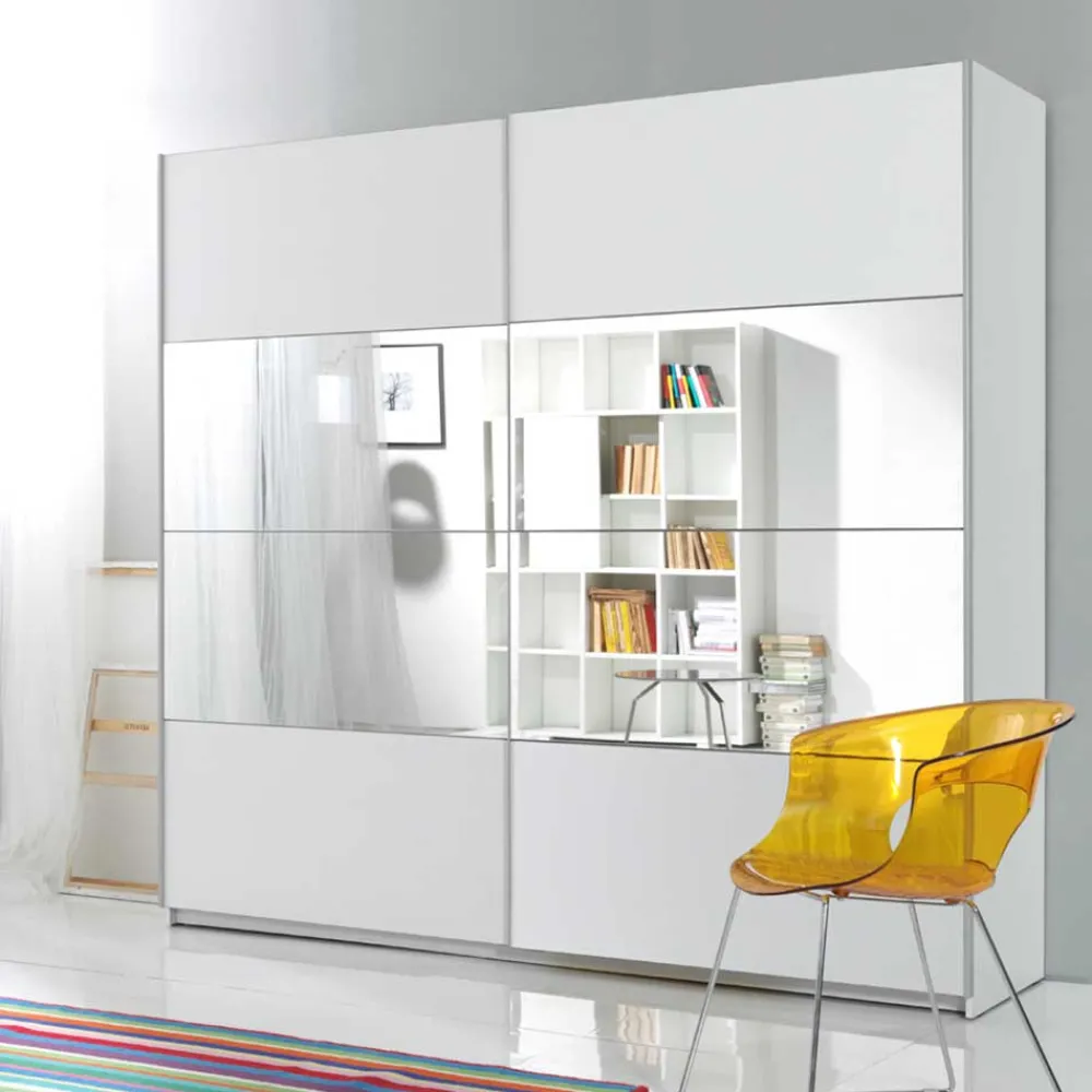 Wohnen Kleiderschrank mit 2 Schwebetüren in Weiß - Juleste