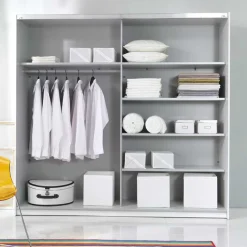 Wohnen Kleiderschrank mit 2 Schwebetüren in Weiß - Juleste