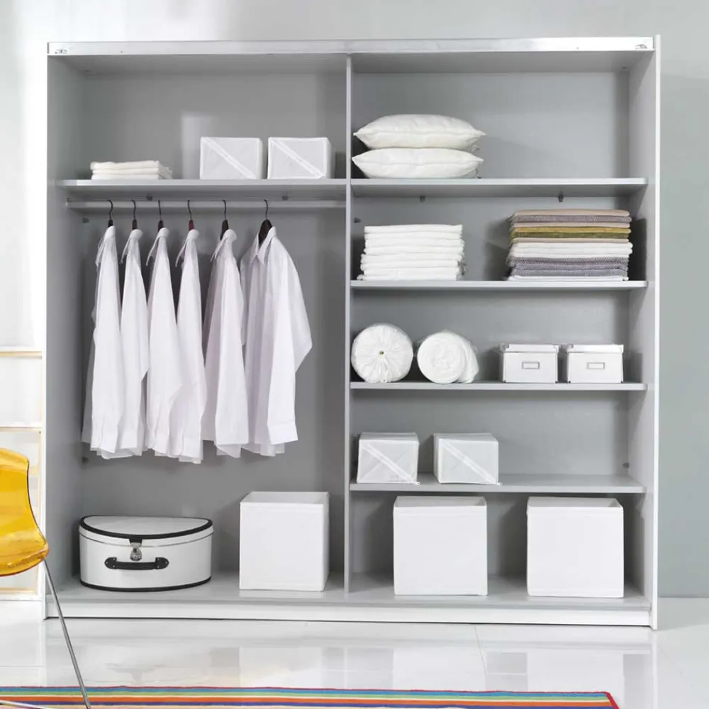 Wohnen Kleiderschrank mit 2 Schwebetüren in Weiß - Juleste