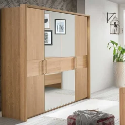 Wohnen Kleiderschrank mit 4 Türen in Eiche - Emdsiva