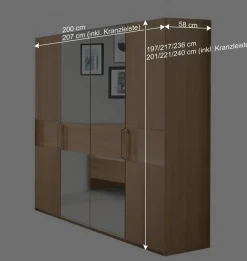 Wohnen Kleiderschrank mit 4 Türen in Eiche - Emdsiva