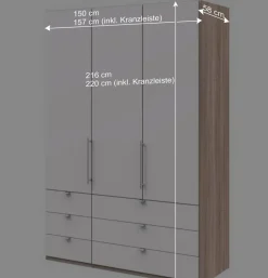 Wohnen Kleiderschrank mit 150cm Breite in Weiß - Vaclyn