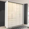 Wohnen Kleiderschrank mit Falttüren in Cremefarben Glas Front - Zidarie