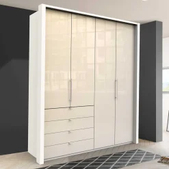 Wohnen Kleiderschrank mit Falttüren in Cremefarben Glas Front - Zidarie