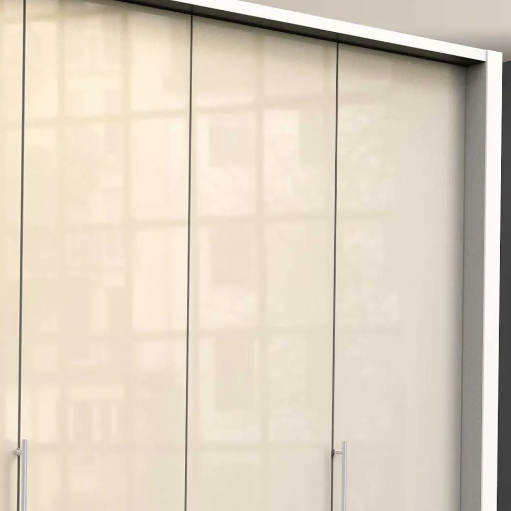 Wohnen Kleiderschrank mit Falttüren in Cremefarben Glas Front - Zidarie