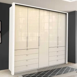 Wohnen Kleiderschränke|Kleiderschränke*Kleiderschrank mit Glasfront in Cremefarben - Zidarie