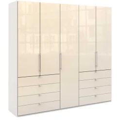 Wohnen Kleiderschränke|Kleiderschränke*Kleiderschrank mit Glasfront in Cremefarben - Zidarie