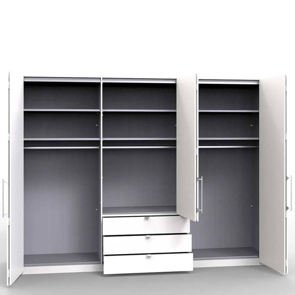 Wohnen Kleiderschrank mit Schubladen & Falttüren in Creme Glas - Zidarie