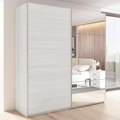 Wohnen Kleiderschränke|Kleiderschränke*Kleiderschrank mit Schwebetüren in Esche Weiß - Pruducia