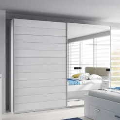 Wohnen Kleiderschränke|Kleiderschränke*Kleiderschrank mit Schwebetüren in Esche Weiß - Pruducia