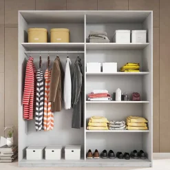 Wohnen Kleiderschränke|Kleiderschränke*Kleiderschrank mit Schwebetüren in Esche Weiß - Pruducia