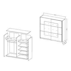 Wohnen Kleiderschrank mit Schwebetüren mit Spiegel - Anglivia