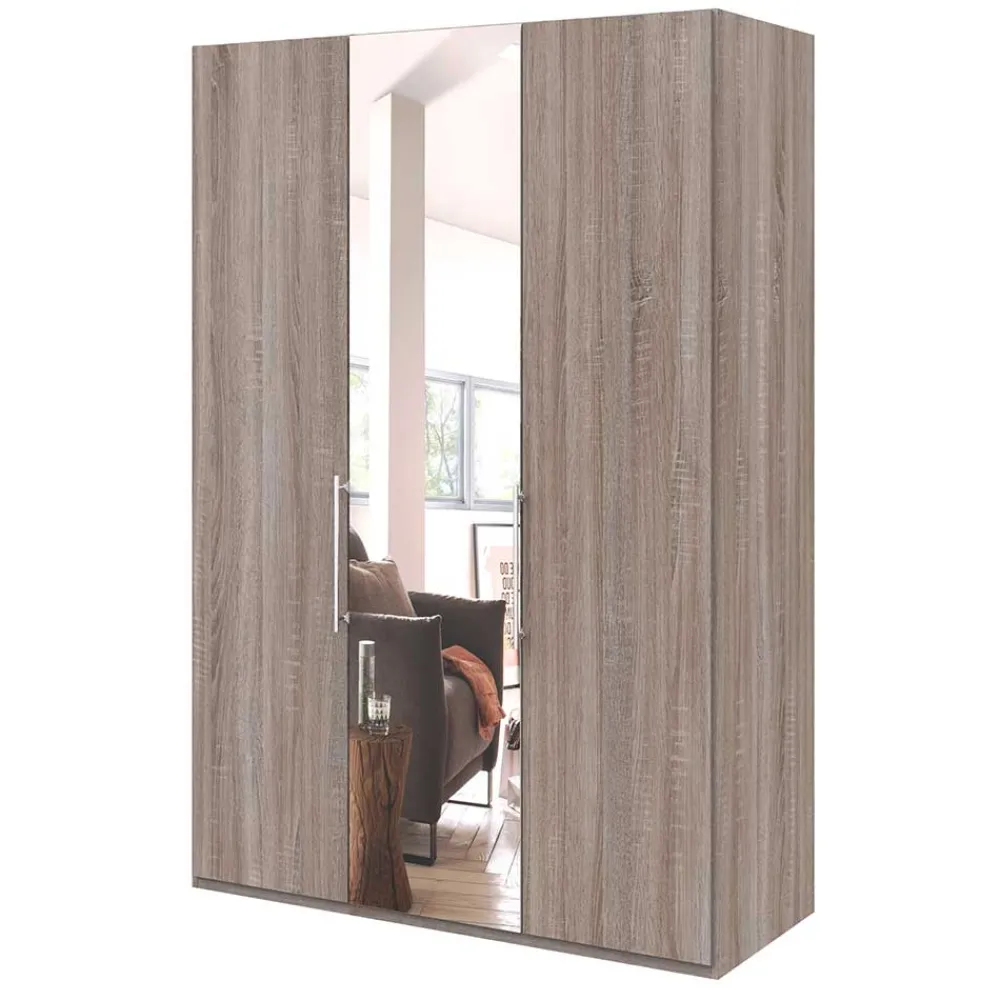 Wohnen Kleiderschrank mit Spiegel & Metallgriffen - Crenba