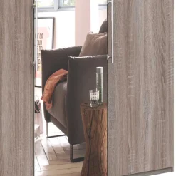 Wohnen Kleiderschrank mit Spiegel & Metallgriffen - Crenba