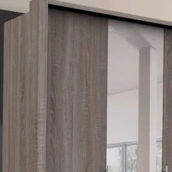Wohnen Kleiderschrank mit Spiegel & Metallgriffen - Crenba