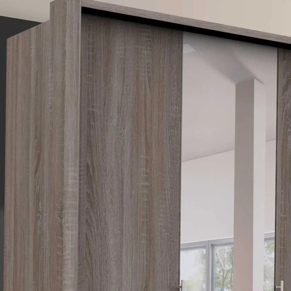 Wohnen Kleiderschrank mit Spiegel & Metallgriffen - Crenba