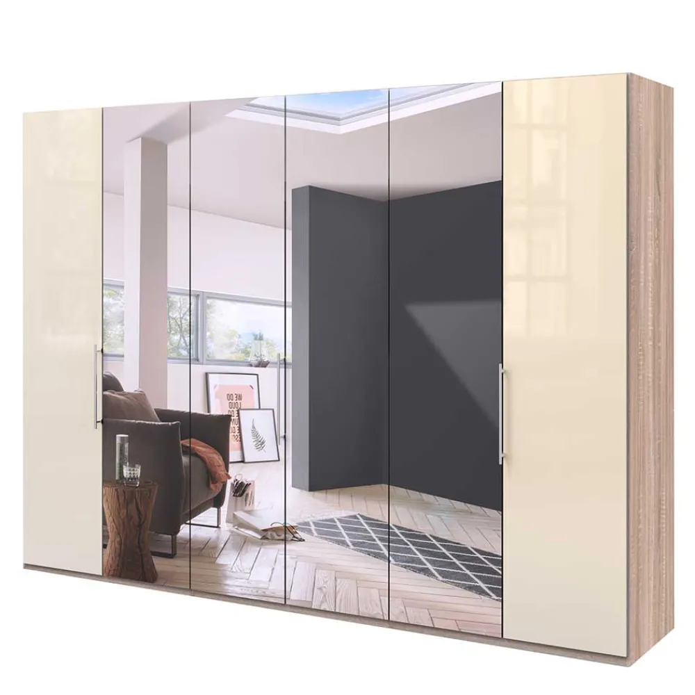 Wohnen Kleiderschrank mit vier Spiegel Tür-Elementen - Rativian III