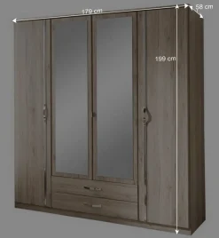 Wohnen Kleiderschrank mit zwei Schubladen & vier Türen - Lagunara