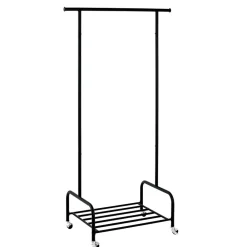 Wohnen Kleiderständer|Herrendiener*Kleiderwagen in Schwarz Stahl - Vanisla