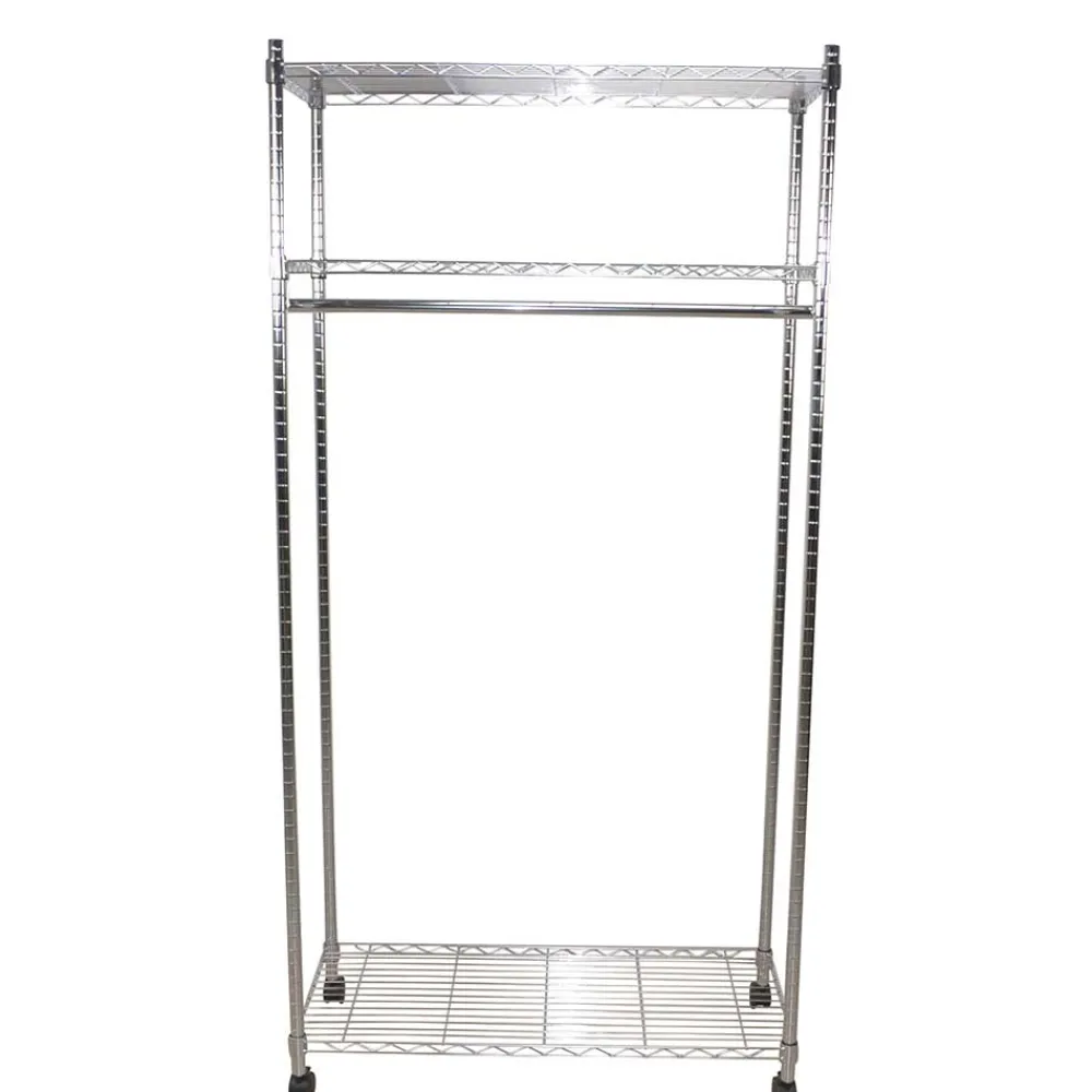 Wohnen Kleiderständer|Herrendiener*Kleiderwagen Rollgarderobe aus Stahl in Chrom - Didicto