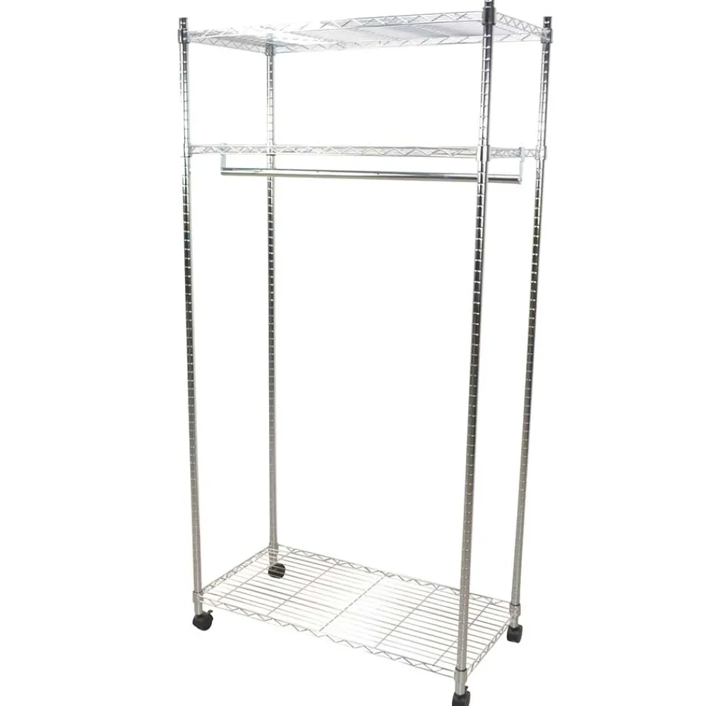 Wohnen Kleiderständer|Herrendiener*Kleiderwagen Rollgarderobe aus Stahl in Chrom - Didicto