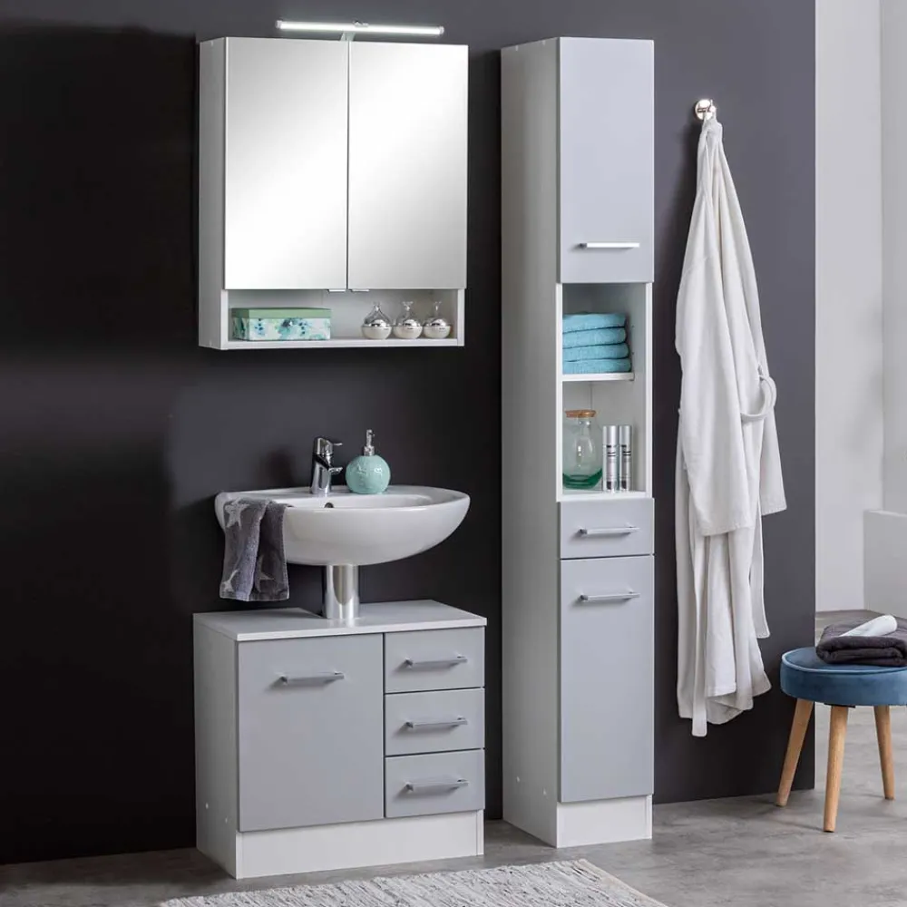 Wohnen Kleine Möbel Kombi fürs Bad in Grau - Girios (dreiteilig)